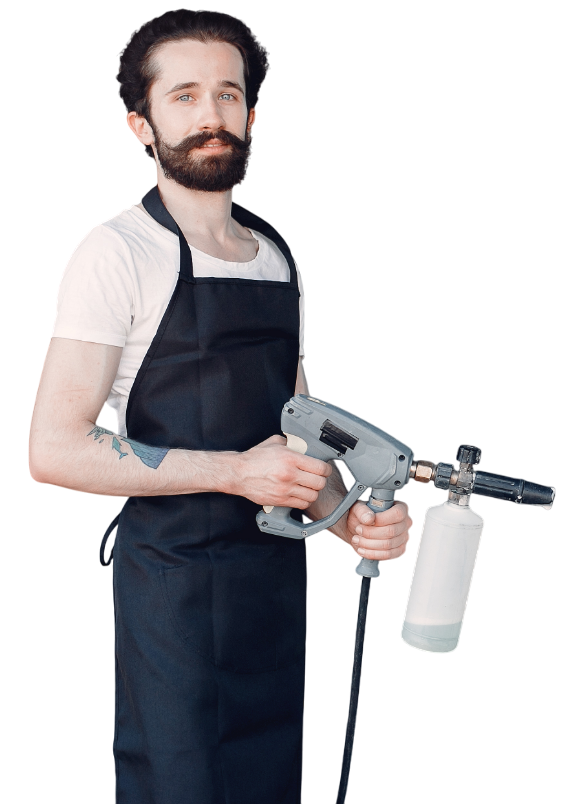 man-washing-his-car-garage